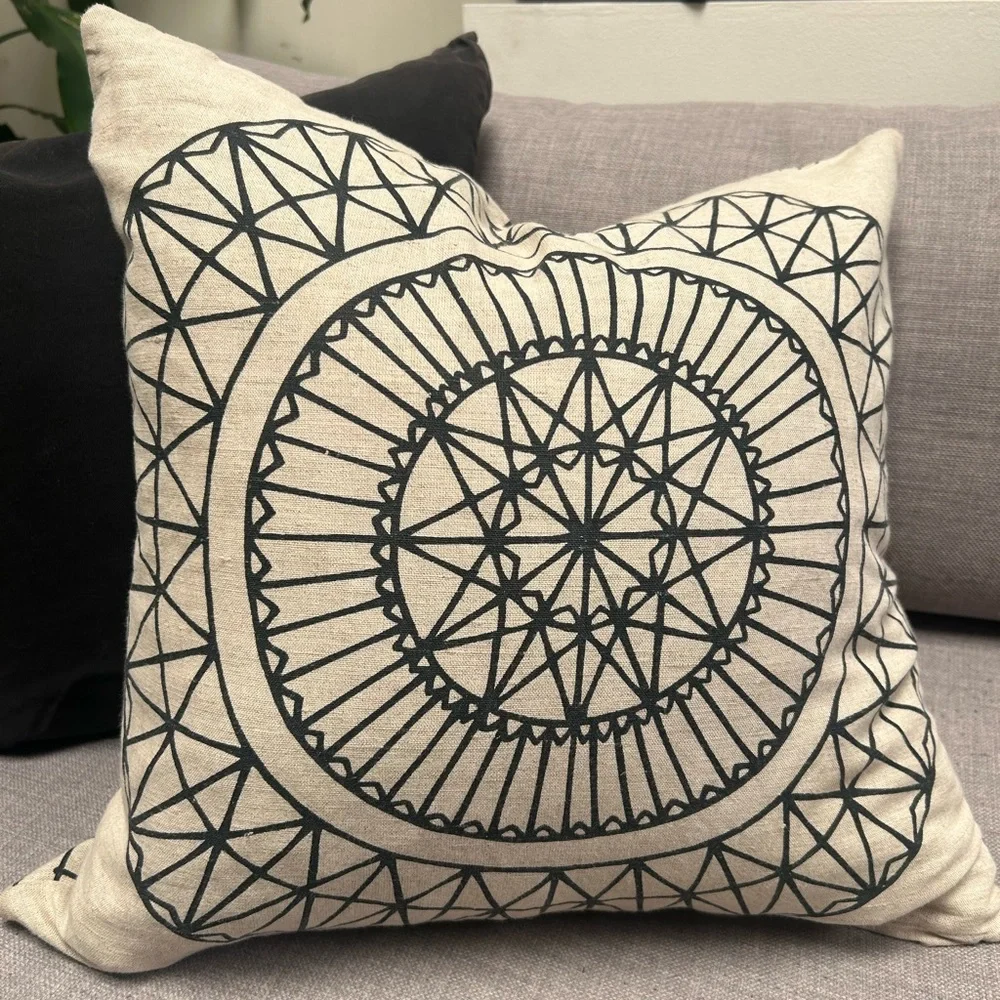IKEA Ryssby Pillow Square Geometric Pattern Linen Cotton COVER ONLY #0919241